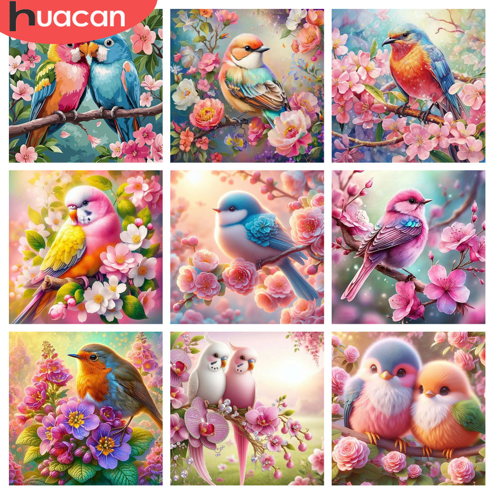 Resin Art Rose - Huacan pintura diamante pássaro flor animal
