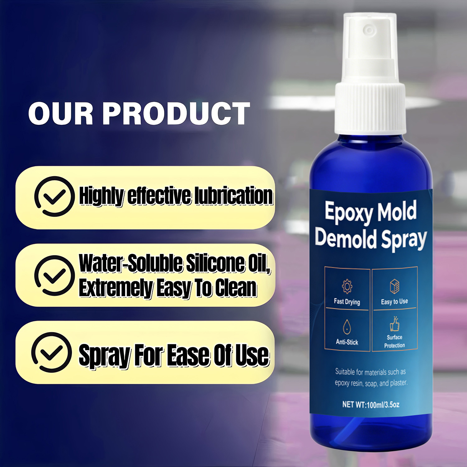 Release Spray Silicone - Spray Desmoldante para Moldes de Silicone,