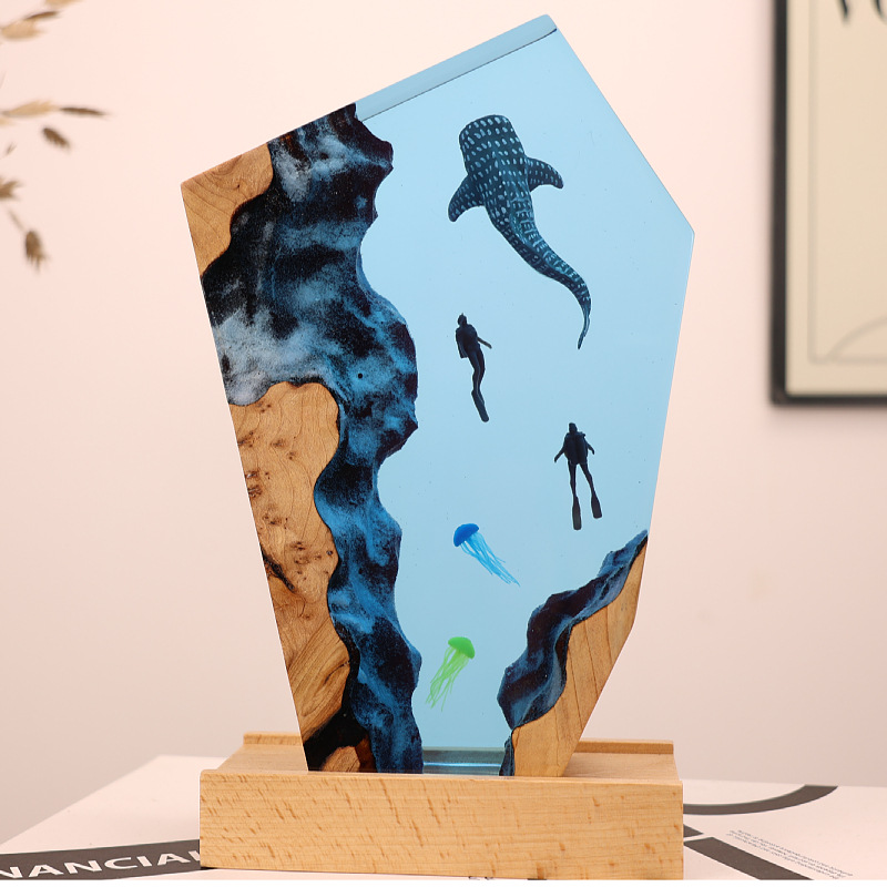 Resin Art Wedding Gift - Ornamento Luminoso de Resina com Búfalo