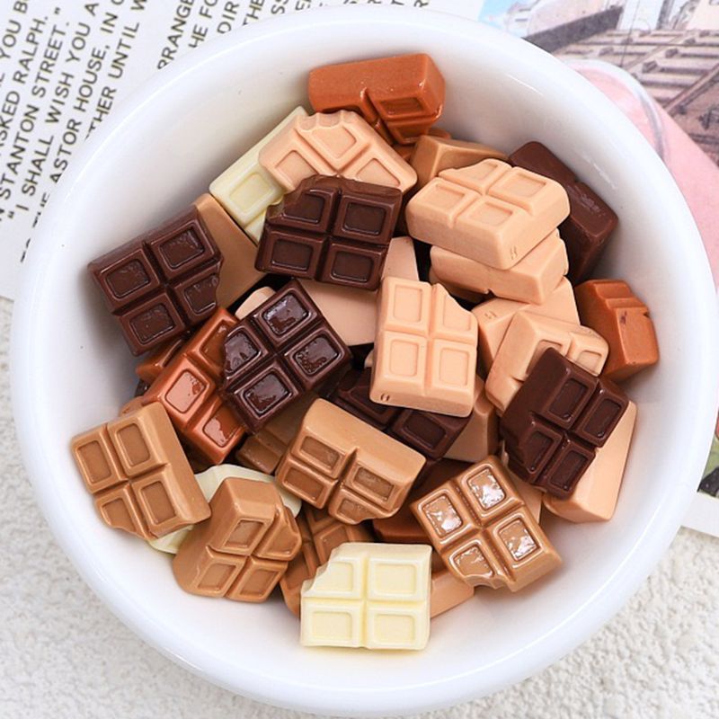 Resin Art Alphabet - Resina Cartoon simulado Chocolate, biscoitos, folhas,