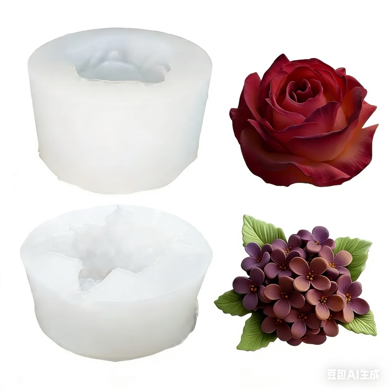 Resin Art Rose - 2 peças de moldes de silicone