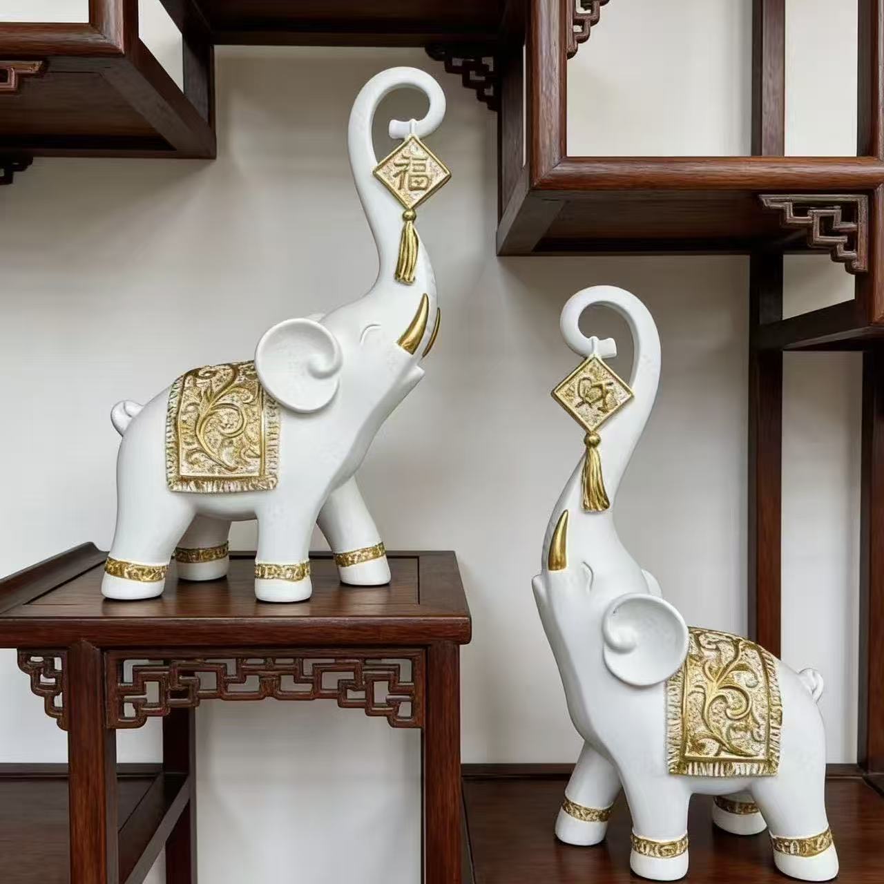 Resin Art Wedding Gift - Um Par de Estatuetas de Elefante