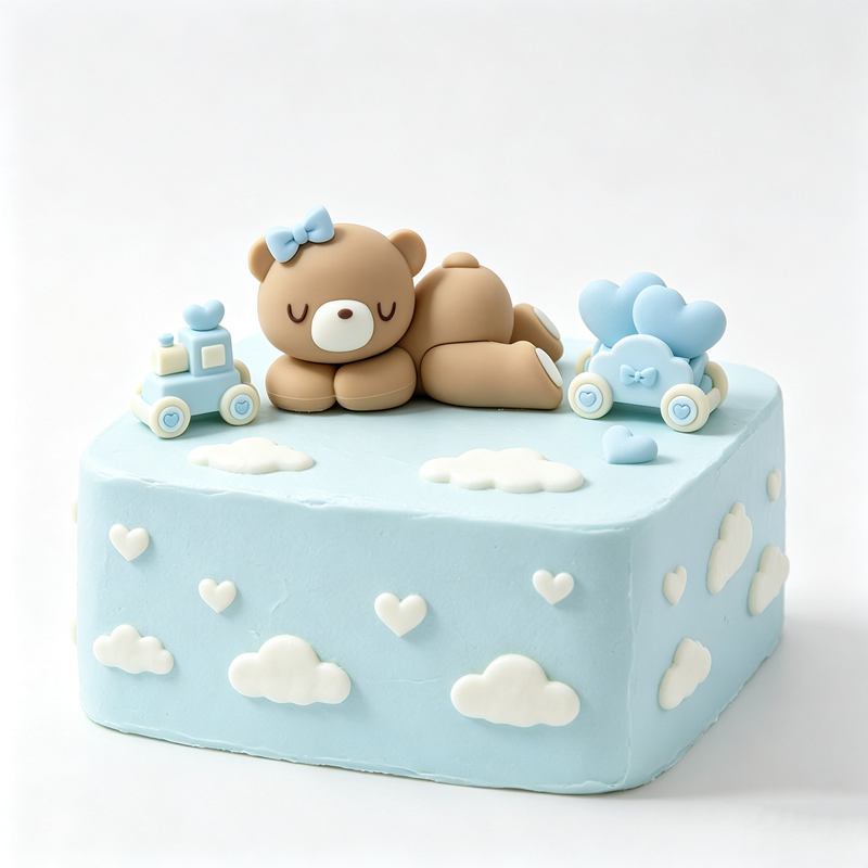 Topo de bolo 3D de urso rosa e - Resin Art Baby avaliação e preço