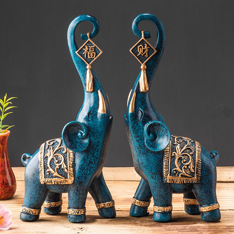 Um Par de Estatuetas de Elefan - Resin Art Wedding Gift avaliação e preço